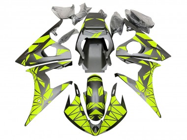 Carenados Moto Yamaha YZF R6S 2006-2009 - Neon Verde Negro Mate Geométrico Asequibles
