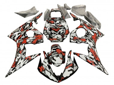 Carenados Moto Yamaha YZF R6S 2006-2009 - Negro Rojo Gris Camouflage Asequibles