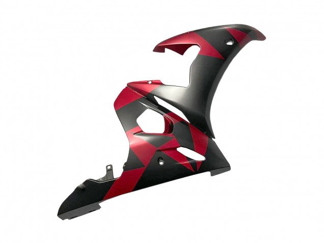 Carenados Moto Yamaha YZF 600 R6 2005 - Negro Mate Rojo Geométrico Asequibles
