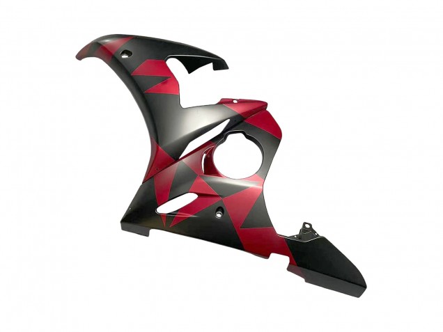 Carenados Moto Yamaha YZF 600 R6 2005 - Negro Mate Rojo Geométrico Asequibles