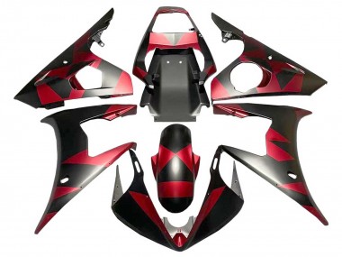 Carenados Moto Yamaha YZF 600 R6 2005 - Negro Mate Rojo Geométrico Asequibles