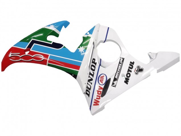 Carenados Moto Yamaha YZF 600 R6 2005 - Azul Claro Blanco Verde Rojo Kastinee Dunlop Motul Asequibles