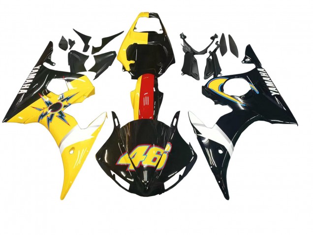 Carenados Moto Yamaha YZF 600 R6 2005 - Negro Amarillo Rojo 46 Asequibles