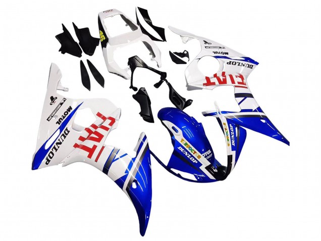 Carenados Moto Yamaha YZF 600 R6 2005 - Blanco Azul Dunlop Fiat Motul Asequibles