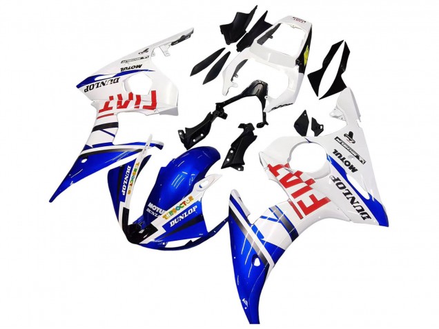 Carenados Moto Yamaha YZF 600 R6 2005 - Blanco Azul Dunlop Fiat Motul Asequibles