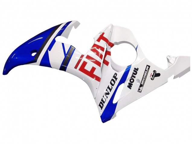Carenados Moto Yamaha YZF 600 R6 2005 - Blanco Azul Dunlop Fiat Motul Asequibles