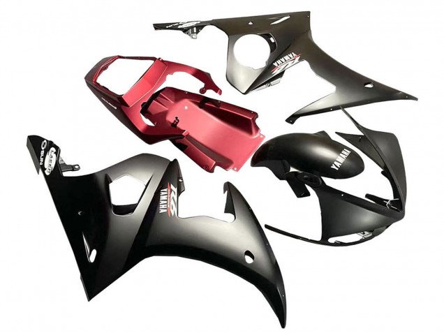 Carenado Moto Yamaha YZF 600 R6 2005 - Negro Mate Rojo Asequibles