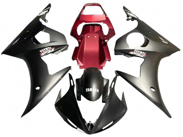 Carenado Moto Yamaha YZF 600 R6 2005 - Negro Mate Rojo Asequibles