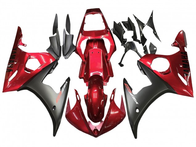 Carenado Moto Yamaha YZF 600 R6 2005 - Rojo Negro Mate Asequibles
