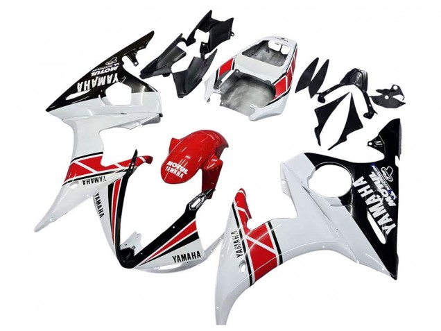 Carenados Moto Yamaha YZF 600 R6 2005 - Blanco Negro Rojo Motul Asequibles