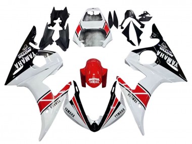 Carenados Moto Yamaha YZF 600 R6 2005 - Blanco Negro Rojo Motul Asequibles