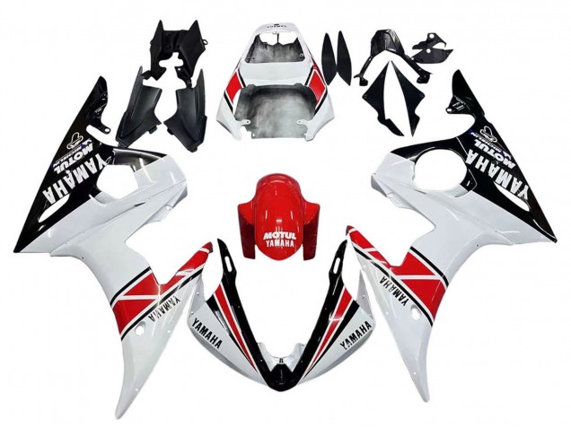 Carenados Moto Yamaha YZF 600 R6 2005 - Blanco Negro Rojo Motul Asequibles