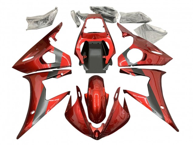 Carenados Moto Yamaha YZF 600 R6 2005 - Rojo Negro Mate Asequibles