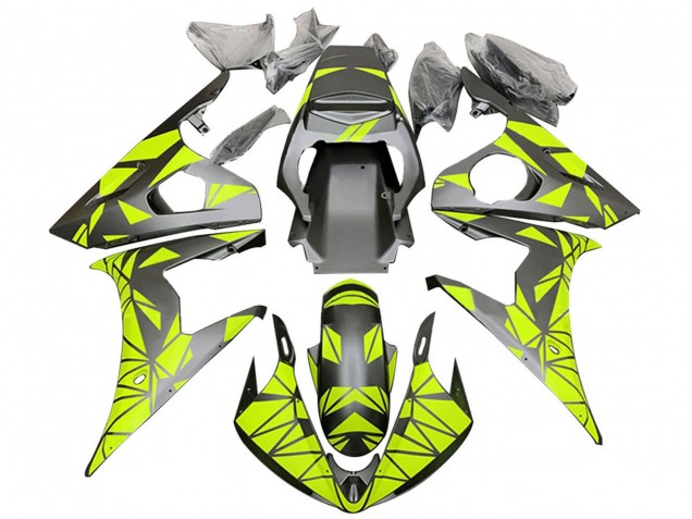 Carenados Moto Yamaha YZF 600 R6 2005 - Negro Mate Neon Verde Asequibles