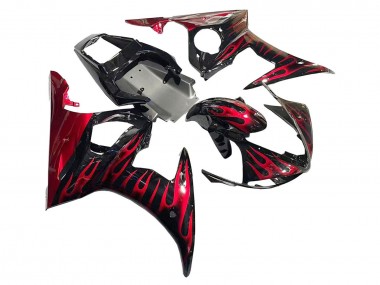Carenados Moto Yamaha YZF 600 R6 2005 - Negro Rojo Llama Asequibles