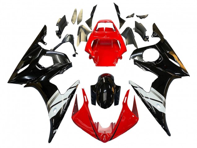 Carenados Moto Yamaha YZF 600 R6 2005 - Rojo Blanco Negro Brillante Asequibles