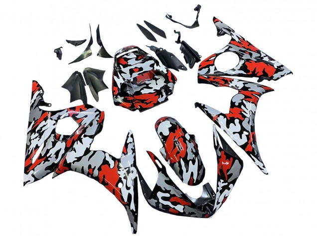 Carenados Moto Yamaha YZF 600 R6 2005 - Negro Rojo Gris Camouflage Asequibles