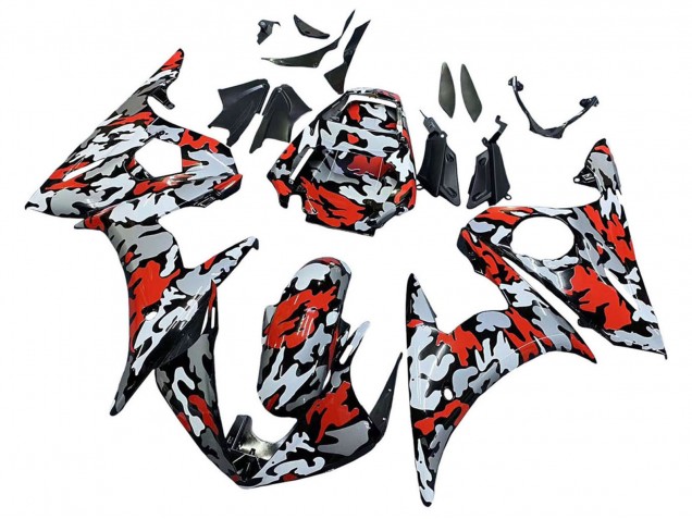 Carenados Moto Yamaha YZF 600 R6 2005 - Negro Rojo Gris Camouflage Asequibles