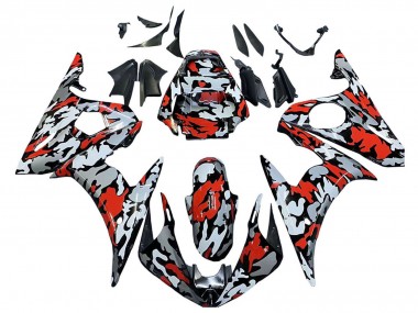 Carenados Moto Yamaha YZF 600 R6 2005 - Negro Rojo Gris Camouflage Asequibles