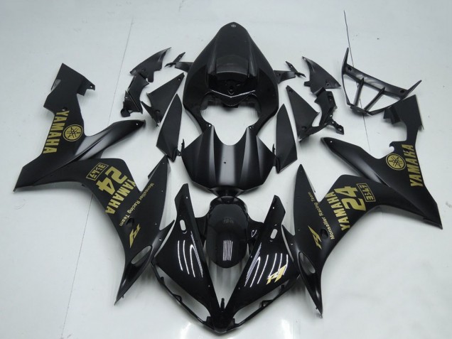 Carenados Moto Yamaha YZF R1 2004-2006 - Negro Mate Oro Asequibles