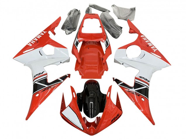 Carenados Moto Yamaha YZF 600 R6 2005 - Blanco Rojo Negro Brillante Asequibles