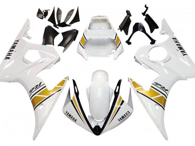 Carenados Moto Yamaha YZF 600 R6 2005 - Blanco Oro Negro Asequibles