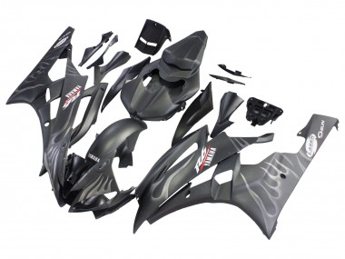 Carenados Moto Yamaha YZF 600 R6 2006-2007 - Negro Mate Plata Llama Asequibles