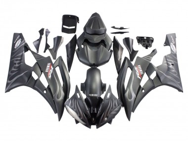Carenados Moto Yamaha YZF 600 R6 2006-2007 - Negro Mate Plata Llama Asequibles