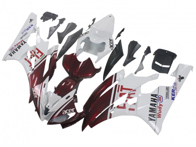 Carenados Moto Yamaha YZF 600 R6 2006-2007 - Blanco Rojo Granate Fiat Acer Yamalube Asequibles
