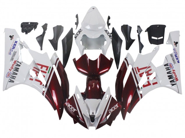 Carenados Moto Yamaha YZF 600 R6 2006-2007 - Blanco Rojo Granate Fiat Acer Yamalube Asequibles