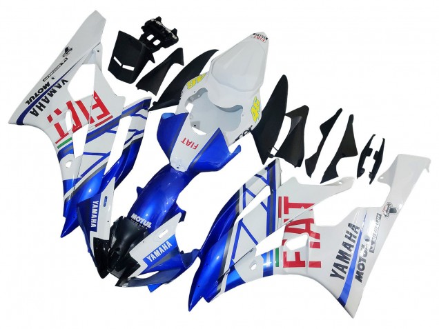Carenados Moto Yamaha YZF 600 R6 2006-2007 - Blanco Azul Rojo Fiat Motul Michelin Asequibles