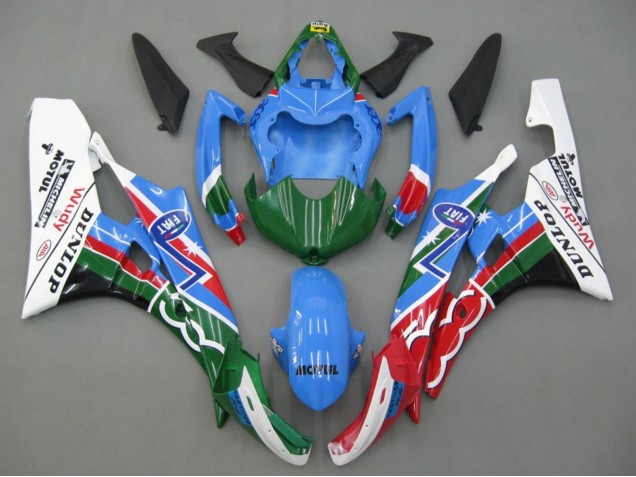 Carenados Moto Yamaha YZF 600 R6 2006-2007 - Azul Verde Blanco Rojo Dunlop Michelin Motul Asequibles