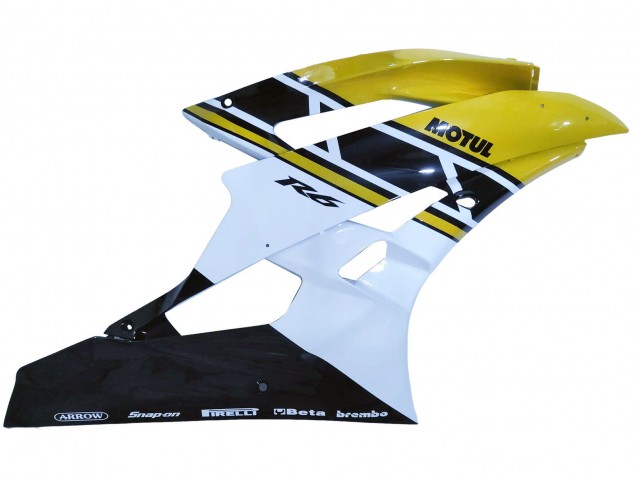 Carenados Moto Yamaha YZF 600 R6 2006-2007 - Amarillo Blanco Negro Brillante Motul Asequibles