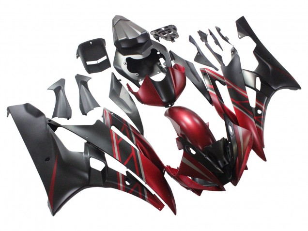 Carenados Moto Yamaha YZF 600 R6 2006-2007 - Rojo Negro Mate Asequibles
