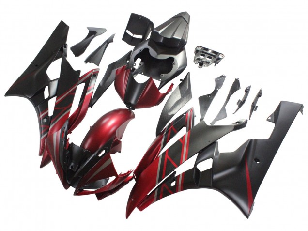 Carenados Moto Yamaha YZF 600 R6 2006-2007 - Rojo Negro Mate Asequibles