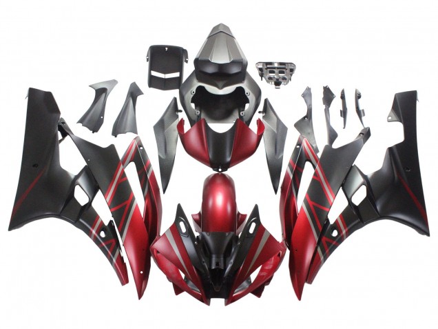 Carenados Moto Yamaha YZF 600 R6 2006-2007 - Rojo Negro Mate Asequibles