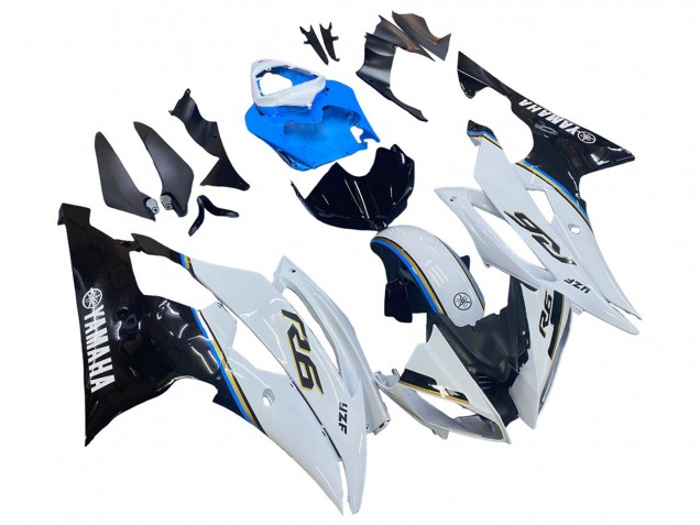 Carenado Moto Yamaha YZF 600 R6 2008-2016 - Blanco Azul Negro Brillante Asequibles