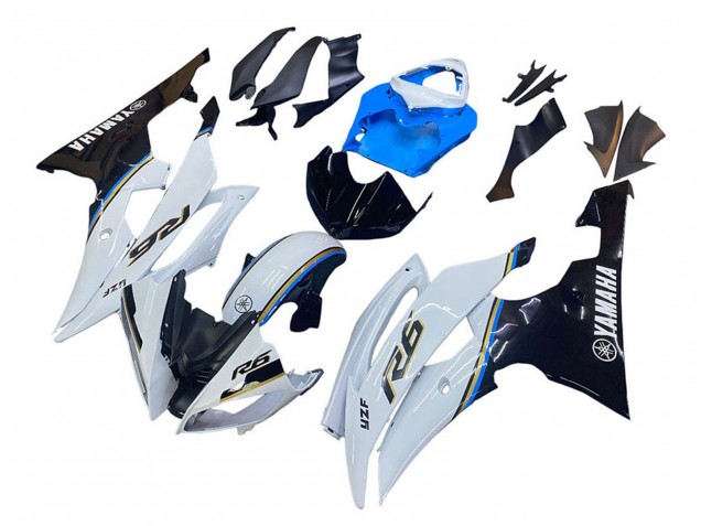 Carenado Moto Yamaha YZF 600 R6 2008-2016 - Blanco Azul Negro Brillante Asequibles