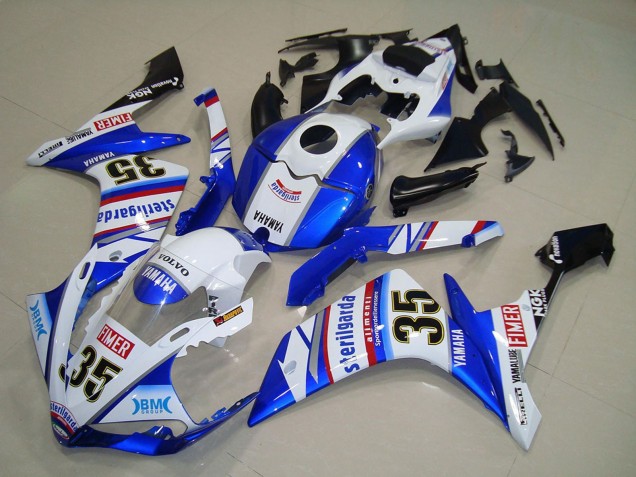 Carenados Moto Yamaha YZF R1 2007-2008 - Blanco Azul Rojo Negro Volvo Sterilgarda Yamalube Fimer 35 Asequibles