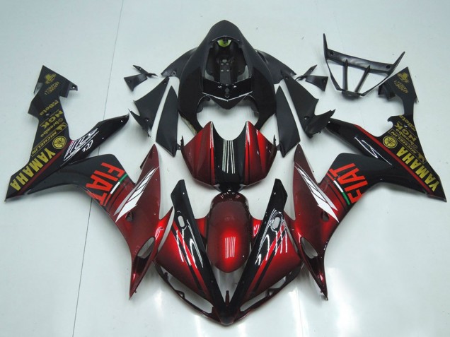 Carenados Moto Yamaha YZF R1 2007-2008 - Rojo Granate Negro Fiat Asequibles
