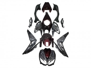 Carenados Moto Kawasaki Z1000 2014-2019 - Negro Rojo Falsificado FibraCarbono Asequibles