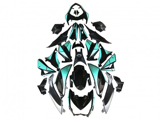 Carenados Moto Kawasaki Z1000 2014-2019 - Azul Claro Negro Brillante Plata Asequibles