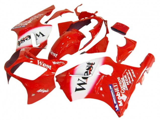 Carenados Moto Kawasaki ZX12R 2000-2001 - Rojo Blanco Negro West Asequibles