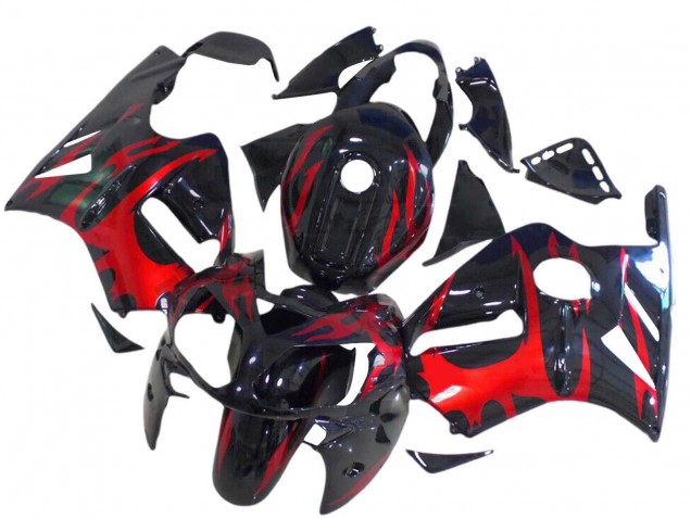 Carenados Moto Kawasaki ZX12R 2000-2001 - Negro Brillante Rojo Asequibles