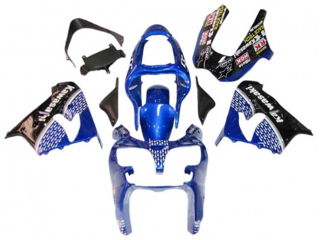 Carenados Moto Kawasaki ZX9R 2000-2001 - Azul Blanco Negro Brillante Asequibles