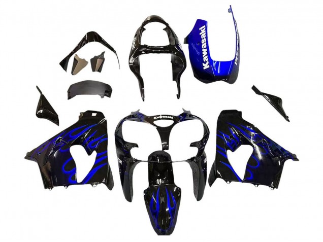 Carenados Moto Kawasaki ZX9R 2000-2001 - Negro Brillante Azul Llama Blanco Asequibles