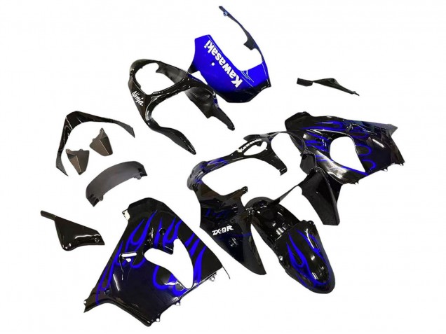 Carenados Moto Kawasaki ZX9R 2000-2001 - Negro Brillante Azul Llama Blanco Asequibles