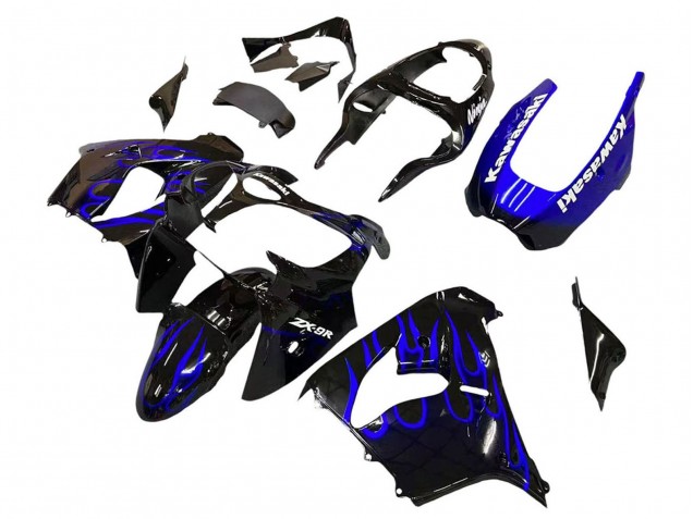Carenados Moto Kawasaki ZX9R 2000-2001 - Negro Brillante Azul Llama Blanco Asequibles
