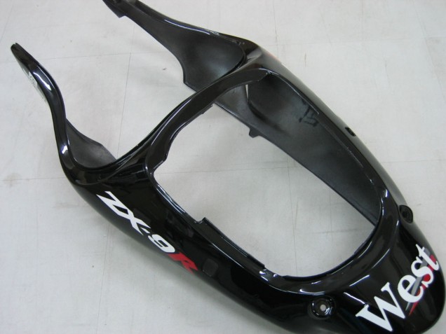 Carenados Moto Kawasaki ZX9R 2000-2001 - Negro Brillante Blanco West Asequibles