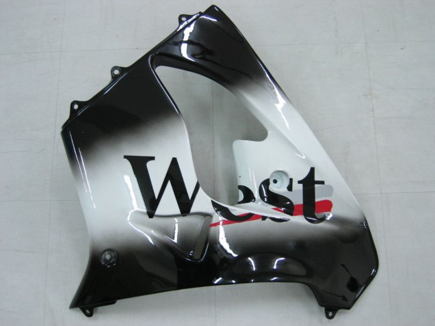 Carenados Moto Kawasaki ZX9R 2000-2001 - Negro Brillante Blanco West Asequibles